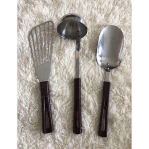 VTG MCM Stanhome Stainless Steel Kitchen Utensils-Ladle, Fish Spatula, Scoop